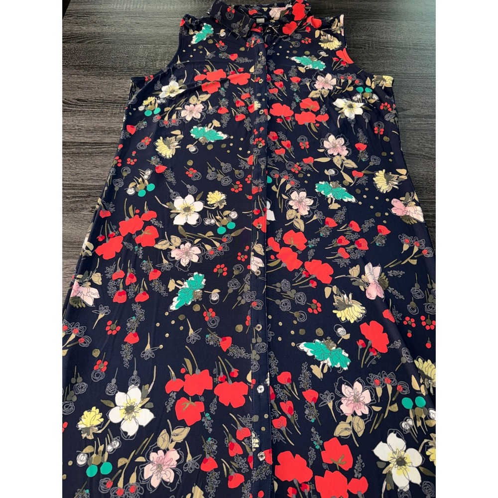 Tommy Hilfiger Navy Floral Sleeveless Maxi Dress Preppy Cottagecore 2x - Picture 4 of 7